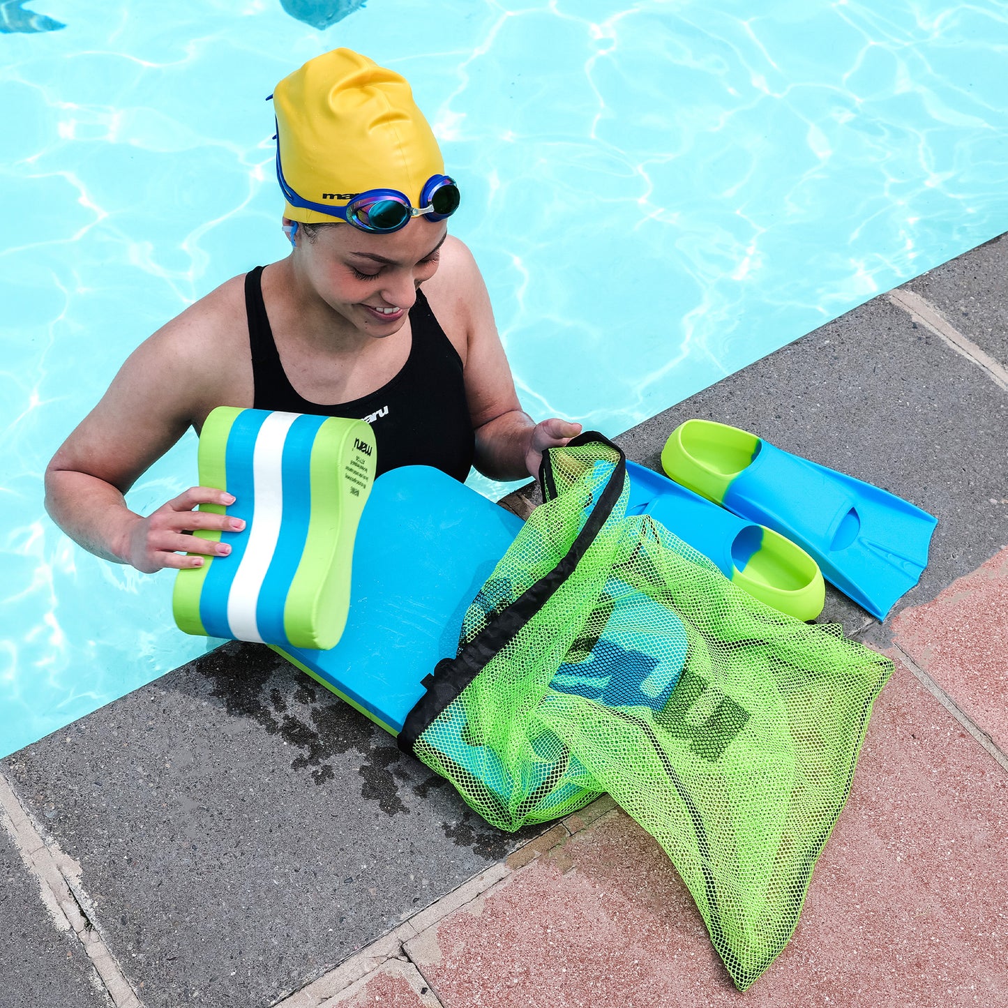 Sac en filet pour équipement de natation - Citron vert