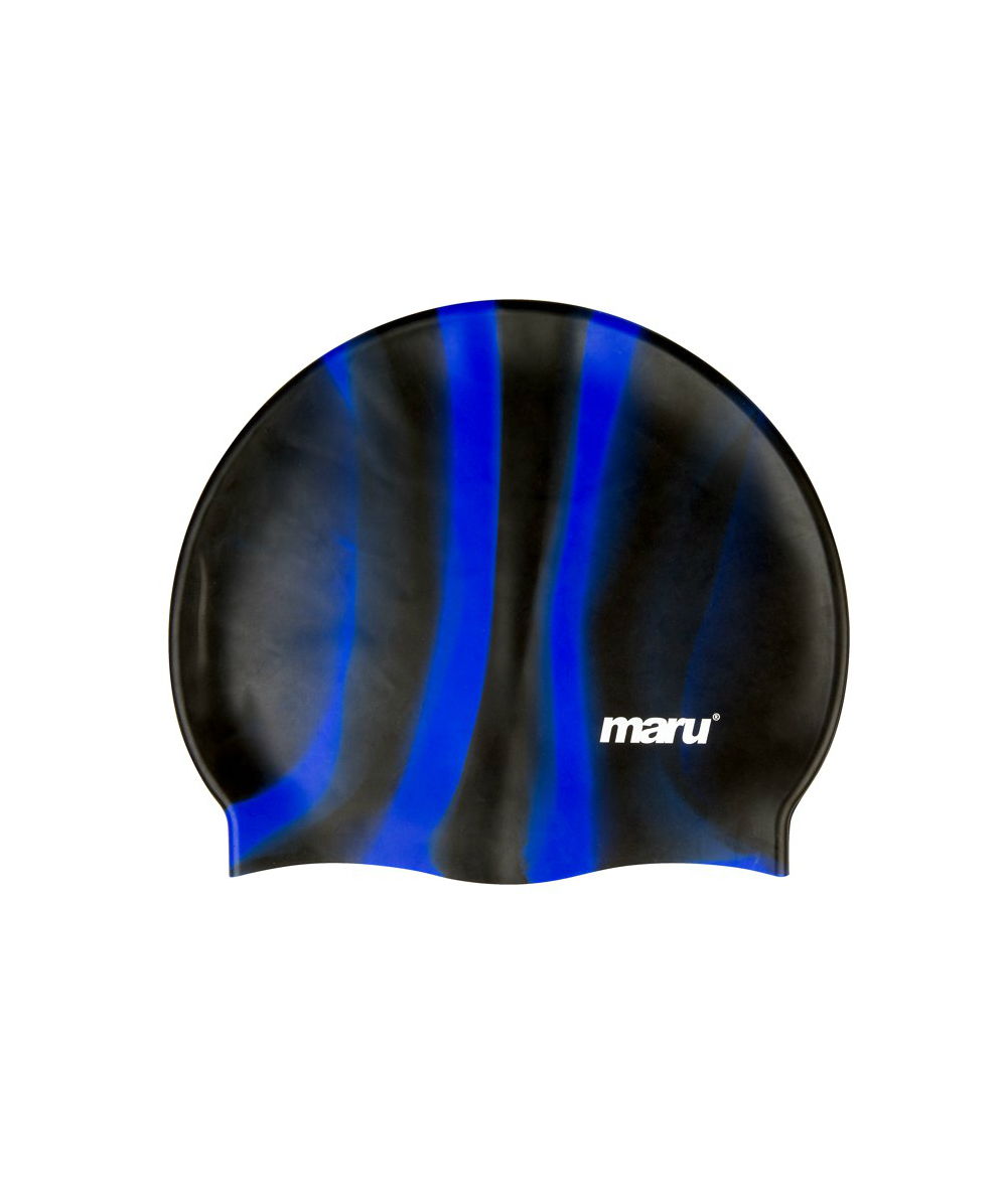 Silicone Swim Cap - Black and Blue