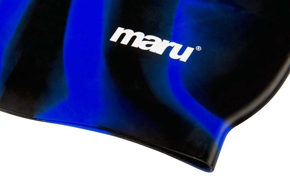 Silicone Swim Cap - Black and Blue