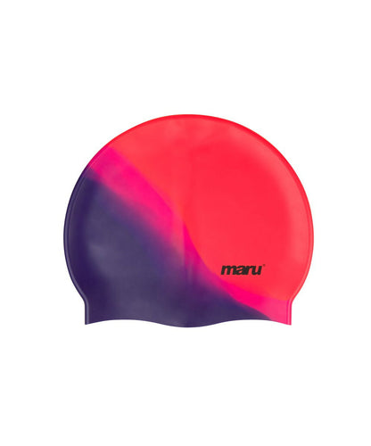 Silicone Swim Cap - Red, Pink and Purple