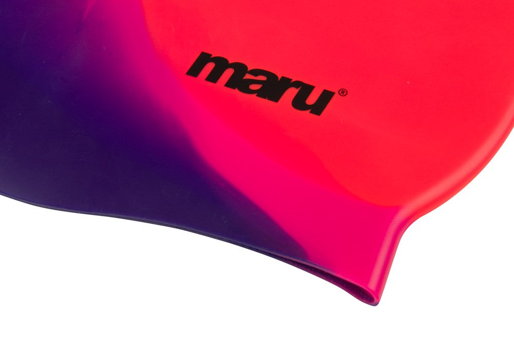 Silicone Swim Cap - Red, Pink and Purple