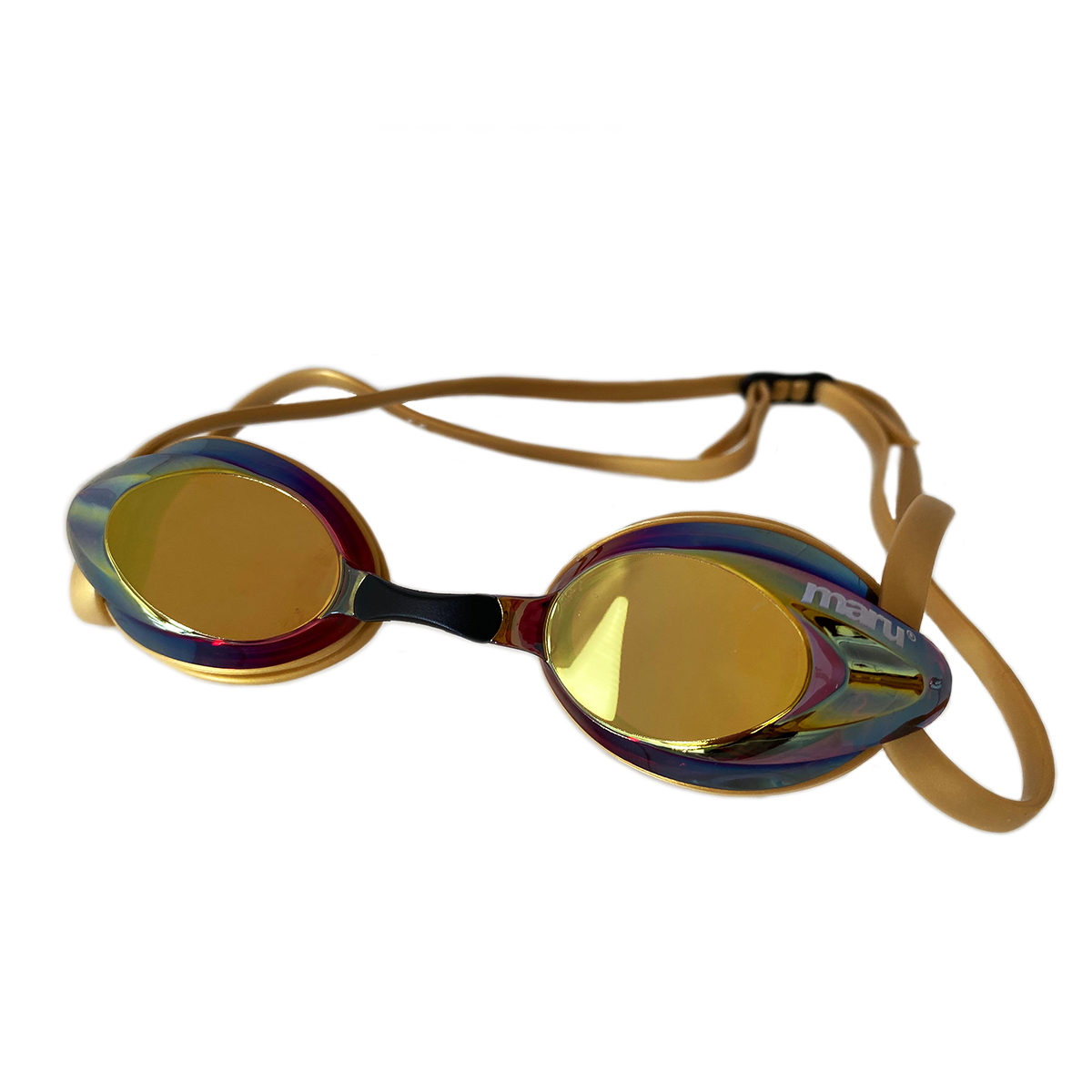 Pulse Mirror Anti Fog Goggles Gold Pink and Blue Maru Maru Swimwear