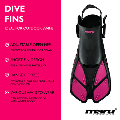 Dive Fins - Neon Pink and Black