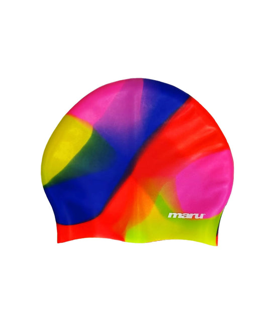 Bonnet de bain pour cheveux longs - Rose, bleu et rouge