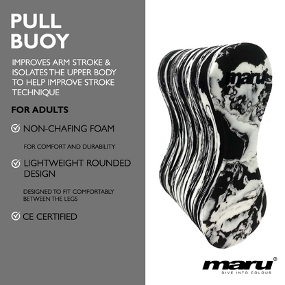 Adult Pull Buoy - Black and White Swirl