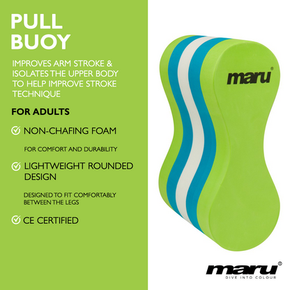 Adult Pull Buoy - Lime, Blue and White