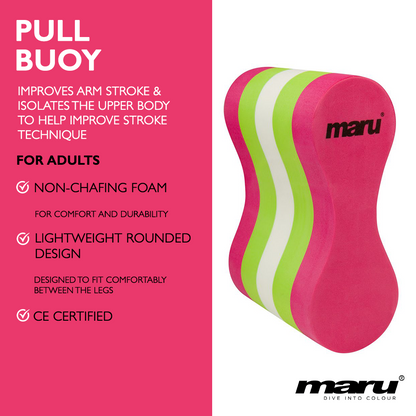 Adult Pull Buoy - Pink, Lime and White